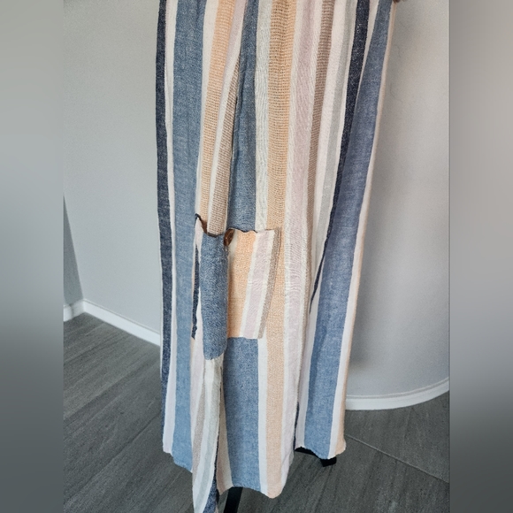 Marissa Olivia Linen Blend Maxi Long Skirt Striped Pockets MCM Vibe Sz M - Picture 8 of 14